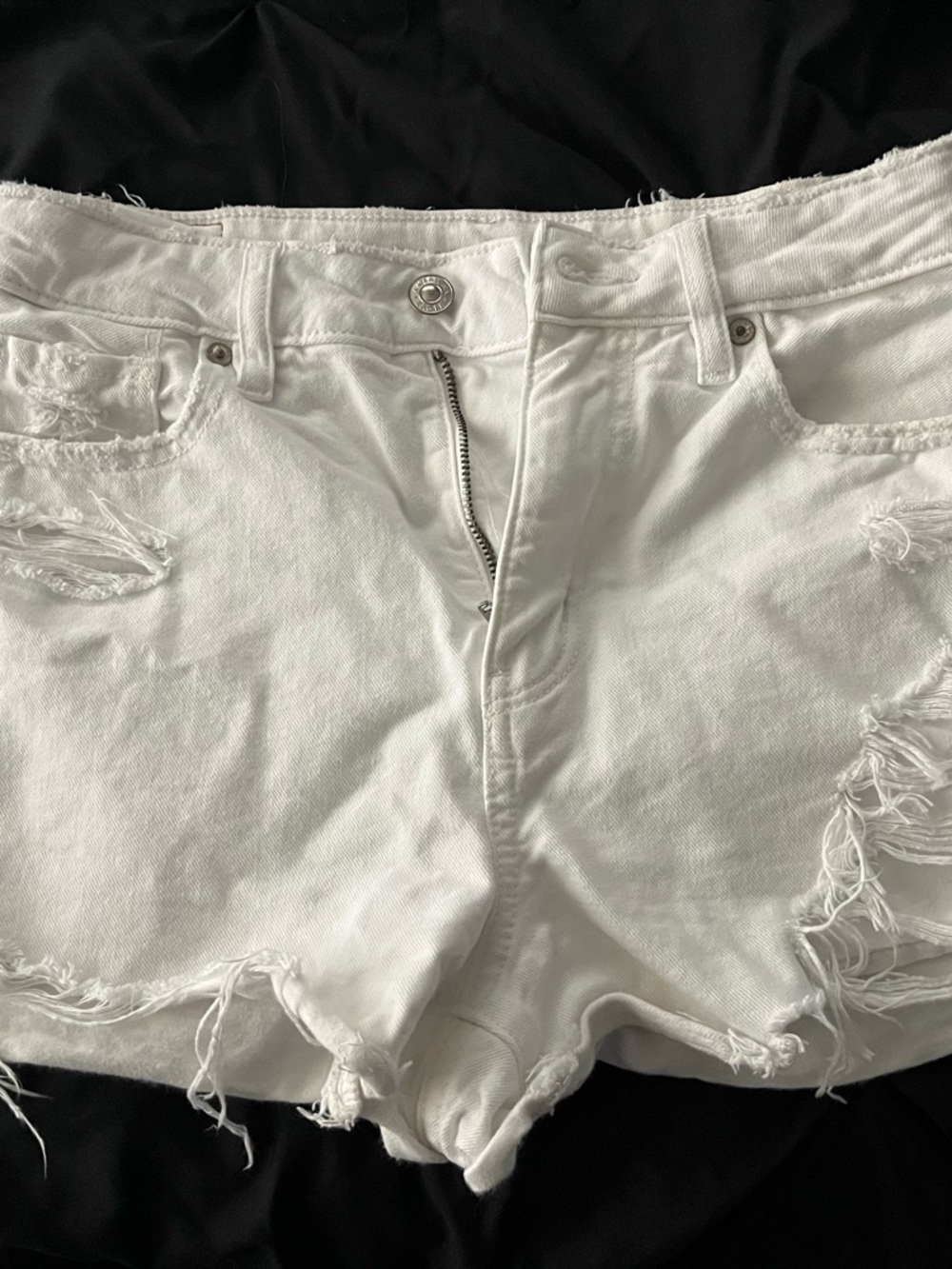American Eagle Outfitters White Distressed Denim Cutoff Shorts